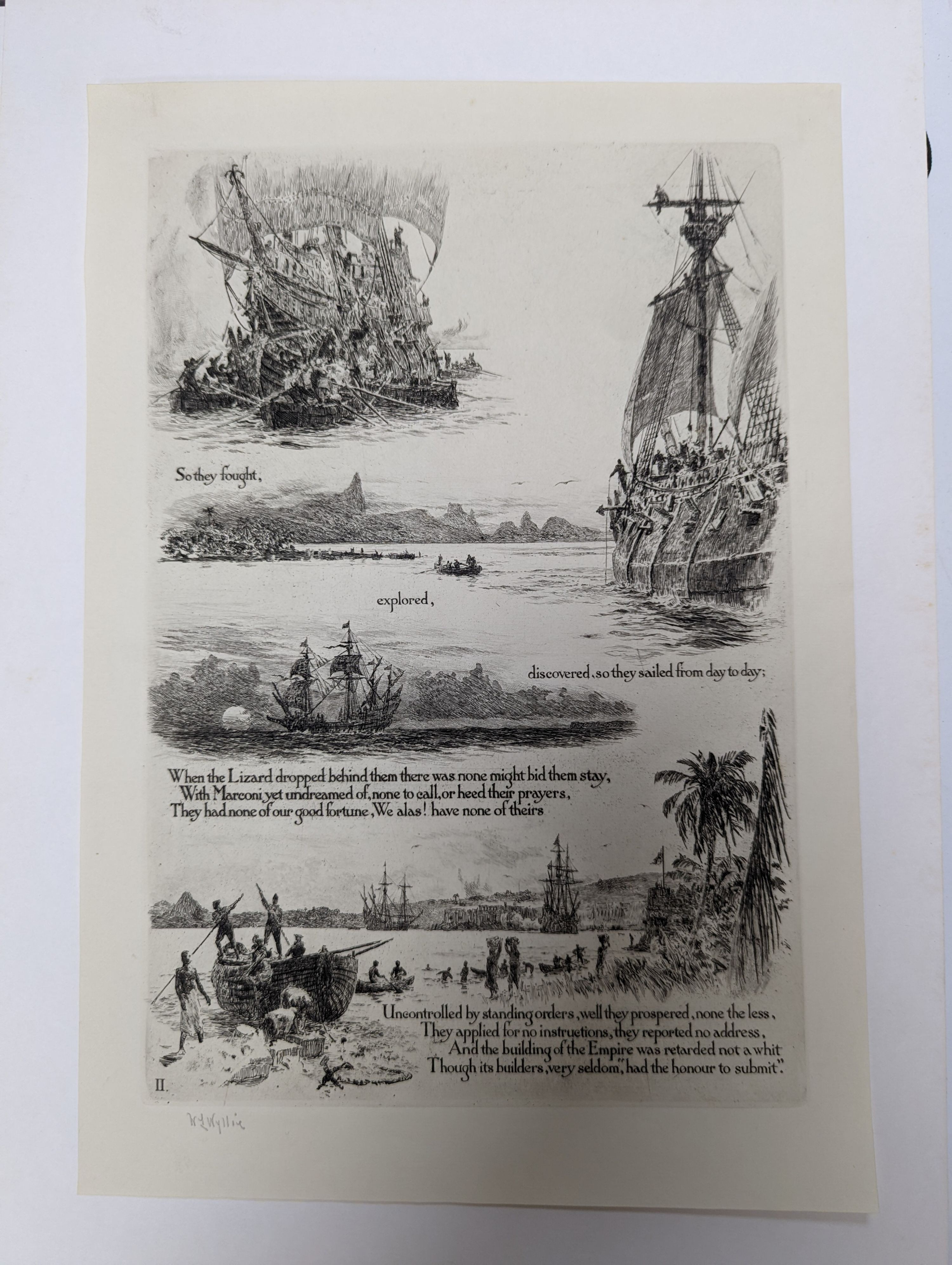 William Lionel Wyllie (1931-1951), set of four etchings, 